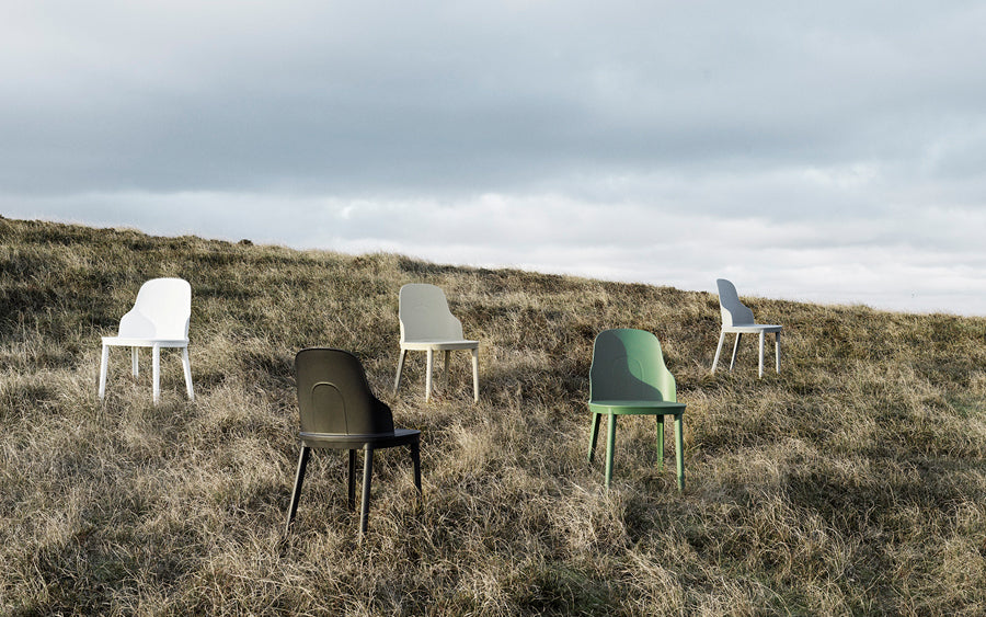 Allez PP Dining Chair by Normann Copenhagen, showing allez pp dining chairs in live shot.