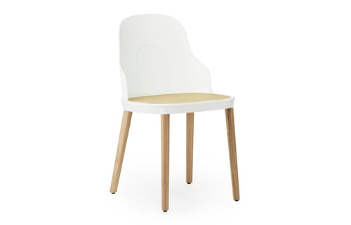 Allez PP Dining Chair Molded Wicker Seat/Oak Legs by Normann Copenhagen - White Polypropylene.