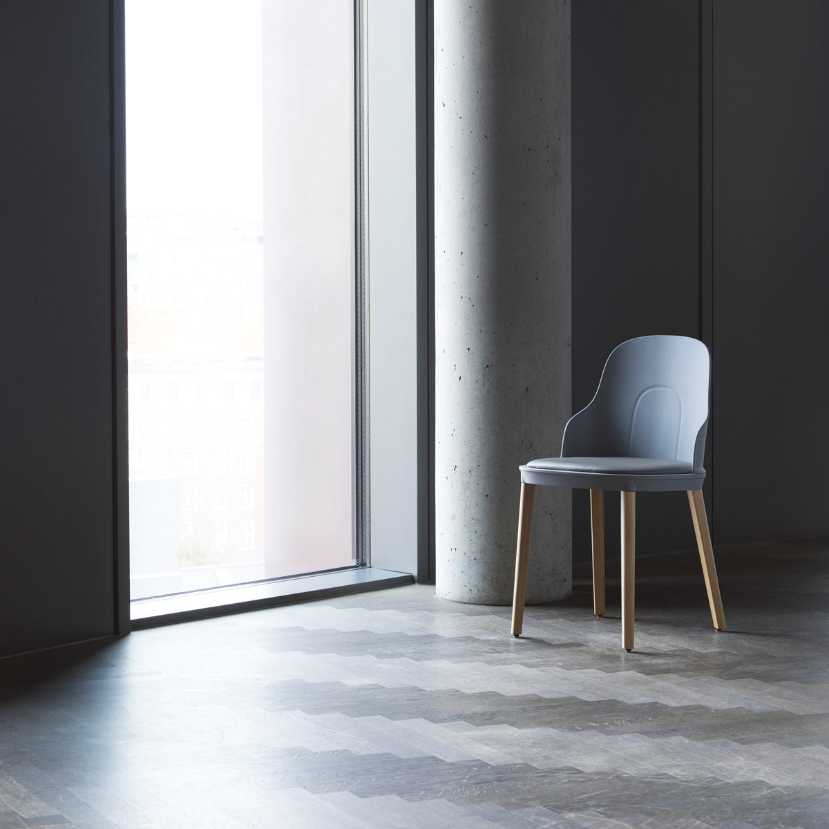Allez PP Dining Chair Oak Legs by Normann Copenhagen, showing allez pp dining chair oak legs in live shot.