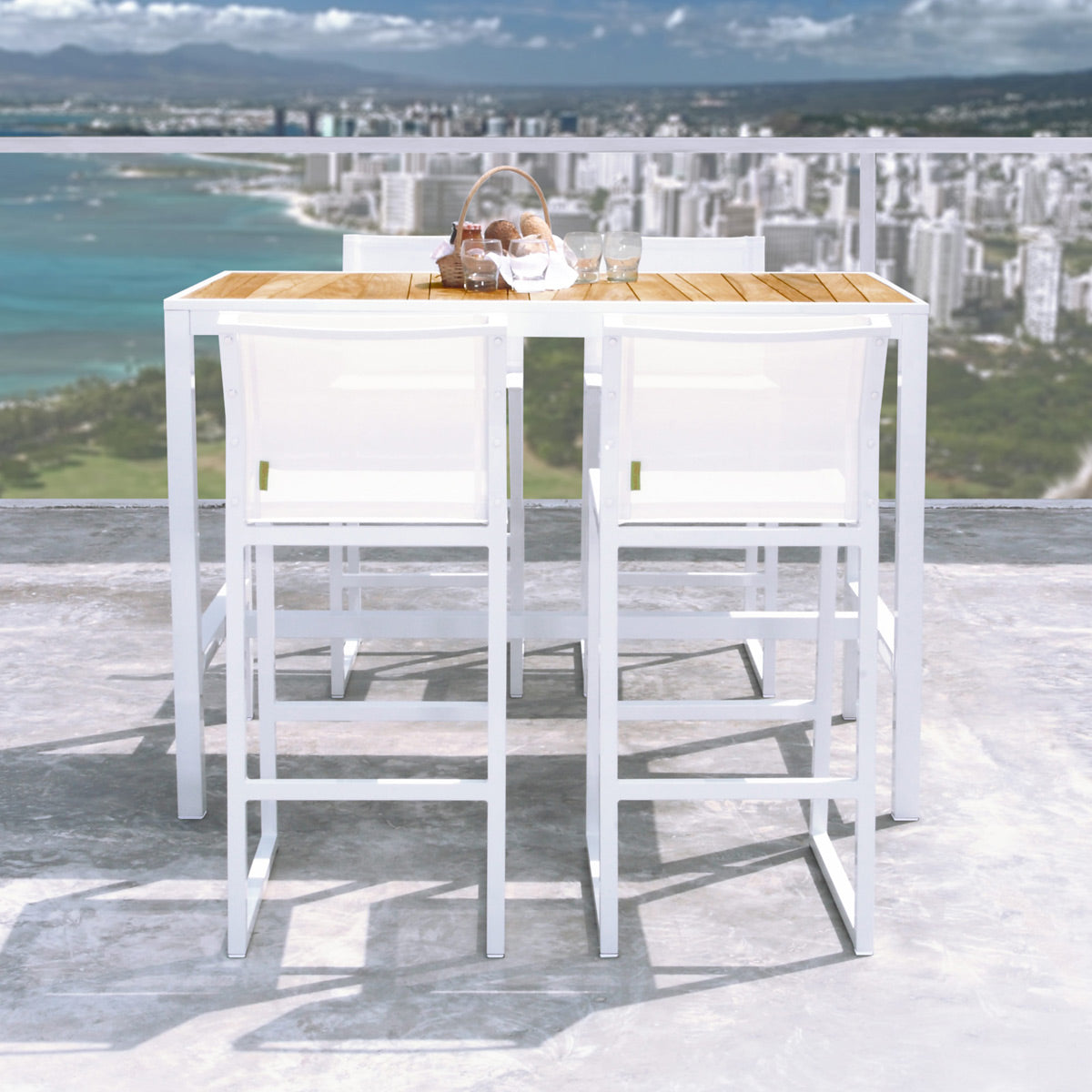 Allux Counter Chair by Mamagreen, showing allux counter chairs in live shot.