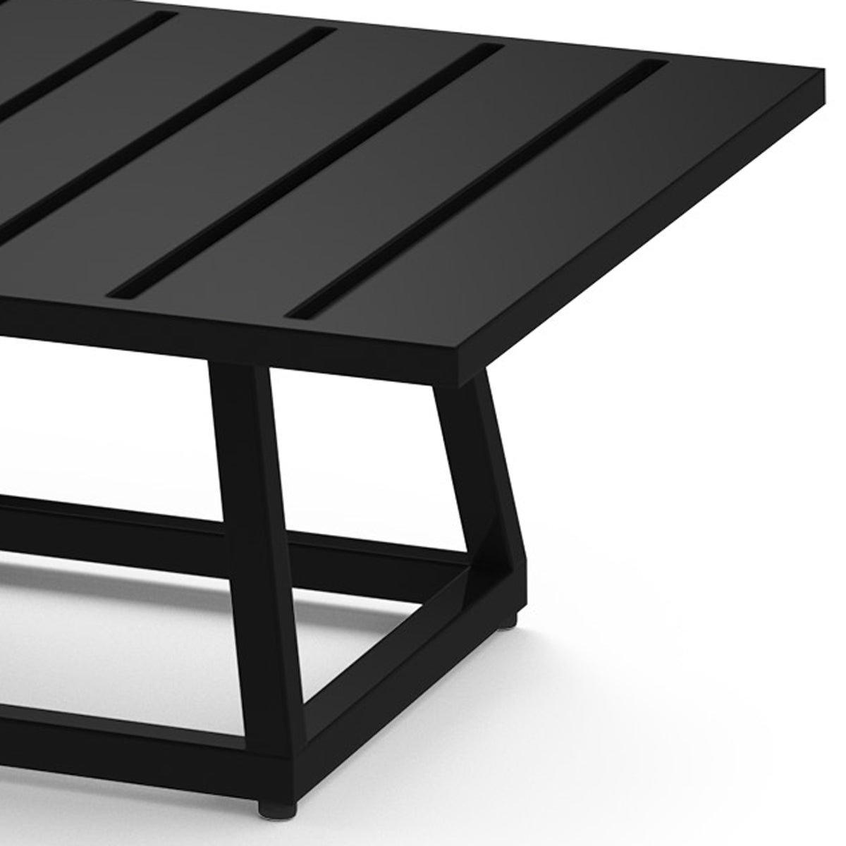 Allux Square Coffee Table by Mamagreen, showing closeup view of allux square coffee table in black sand aluminum.