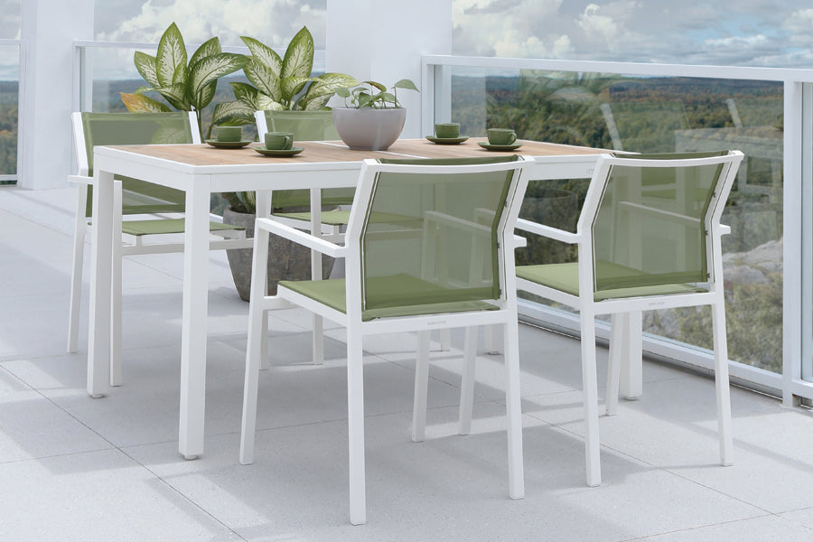 Allux Wood Dining Table by Mamagreen, showing allux wood dining table in live shot.