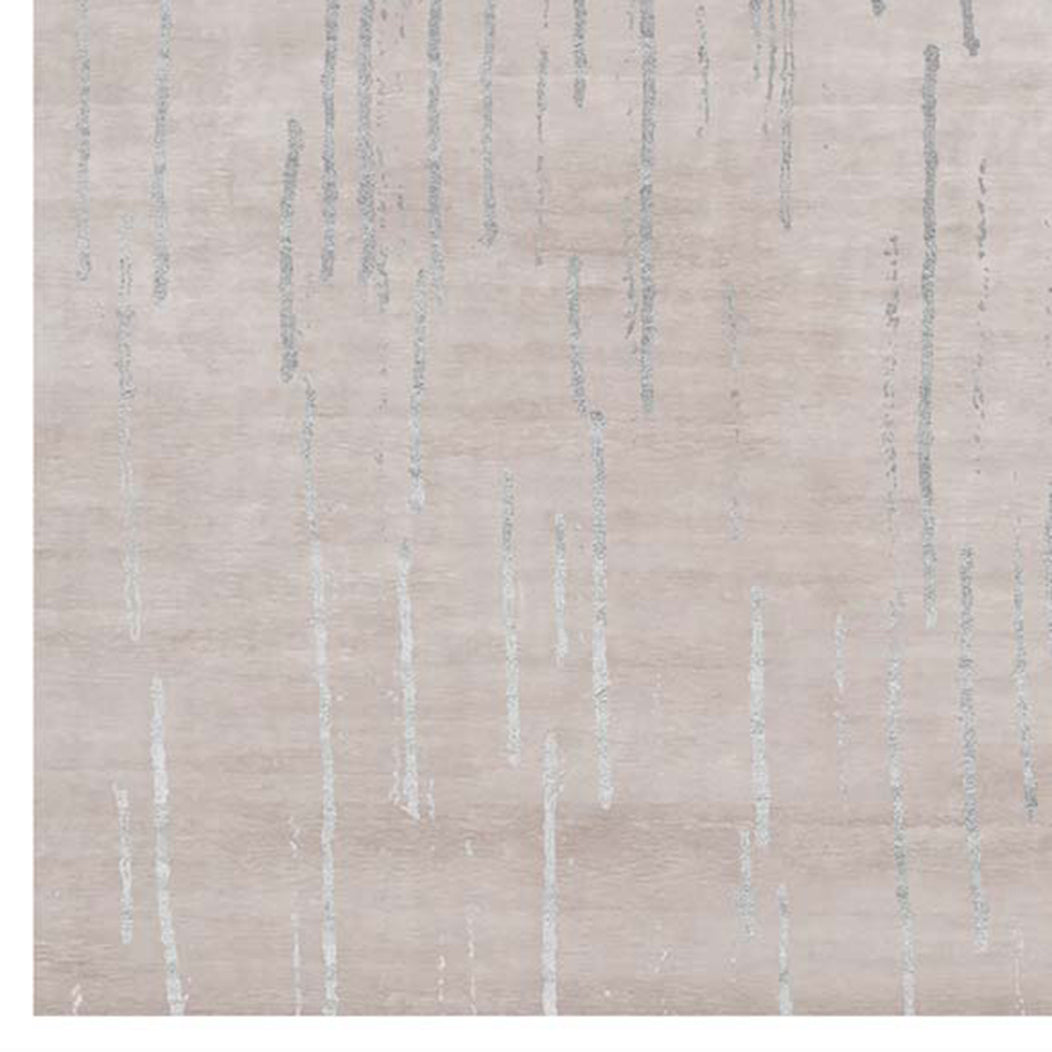 Amabuki AI35 Rug by Second Studio, showing closeup view of amabuki ai35 rug by second studio in light taupe & silver.
