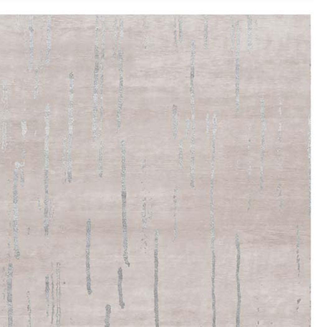 Amabuki AI35 Rug by Second Studio, showing closeup view of amabuki ai35 rug by second studio in light taupe & silver.