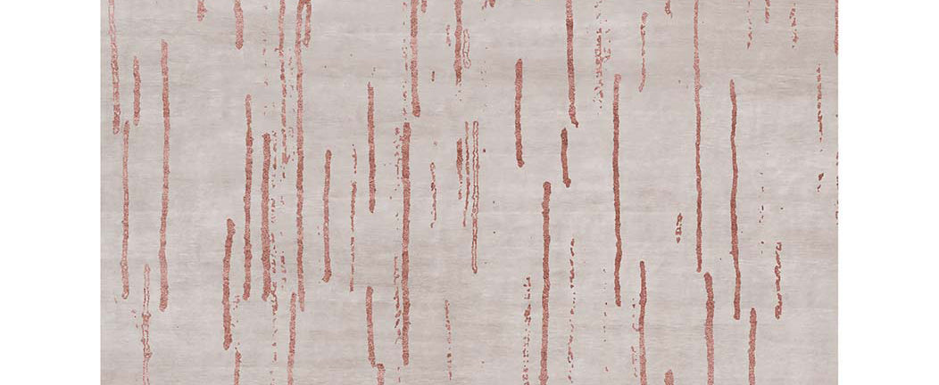 Amabuki AI36 Rug by Second Studio, showing closeup view of amabuki ai36 rug by second studio in light taupe & terracotta.