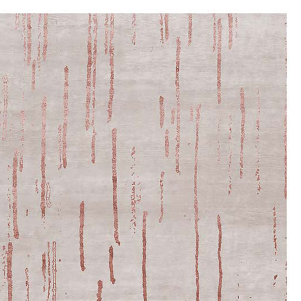 Amabuki AI36 Rug by Second Studio, showing closeup view of amabuki ai36 rug by second studio in light taupe & terracotta.