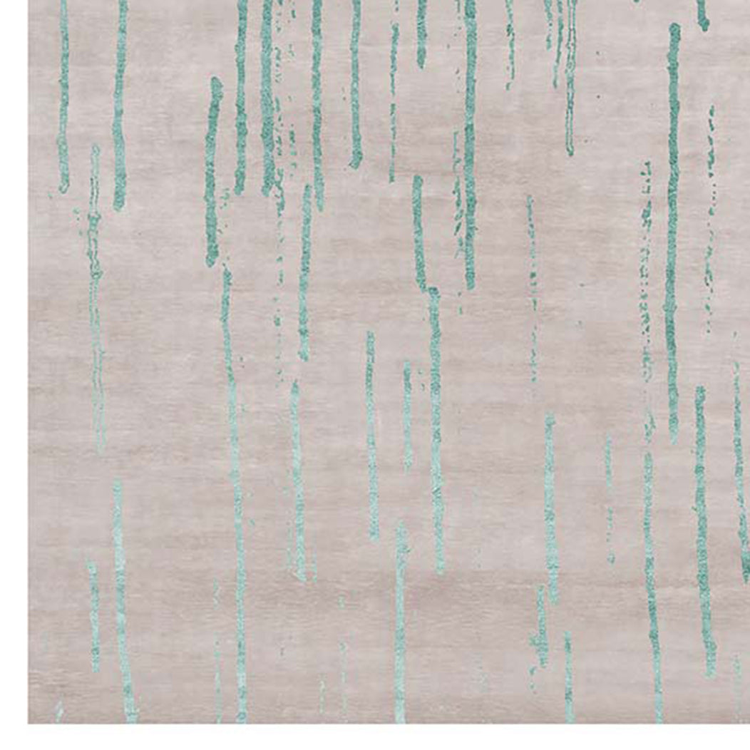 Amabuki AI37 Rug by Second Studio, showing closeup view of amabuki ai37 rug by second studio in light taupe & light turquoise.