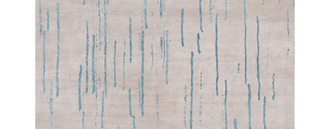 Amabuki AI38 Rug by Second Studio, showing closeup view of amabuki ai38 rug by second studio in light taupe & blue.