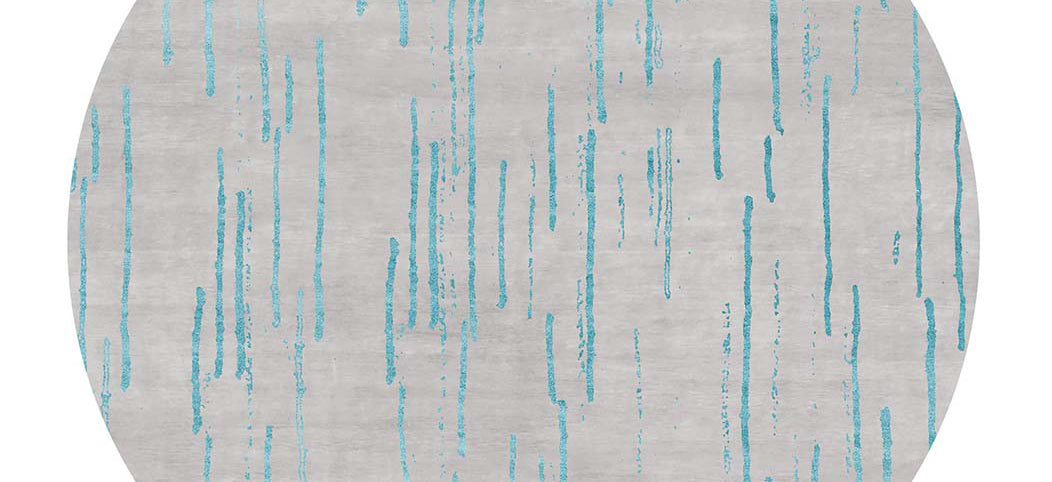 Amawago AO61 Rug by Second Studio, showing closeup view of amawago ao61 rug by second studio in grey & turquoise.
