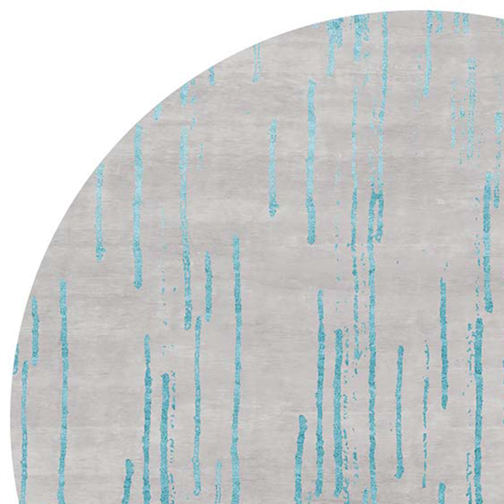 Amawago AO61 Rug by Second Studio, showing closeup view of amawago ao61 rug by second studio in grey & turquoise.