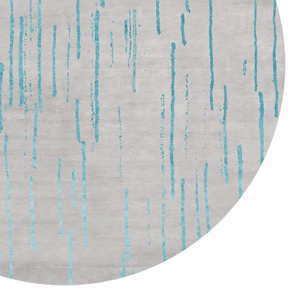 Amawago AO61 Rug by Second Studio, showing closeup view of amawago ao61 rug by second studio in grey & turquoise.