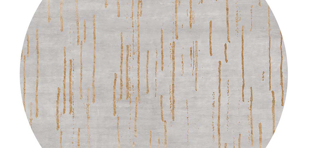 Amawago AO62 Rug by Second Studio, showing closeup view of amawago ao62 rug by second studio in grey & gold.