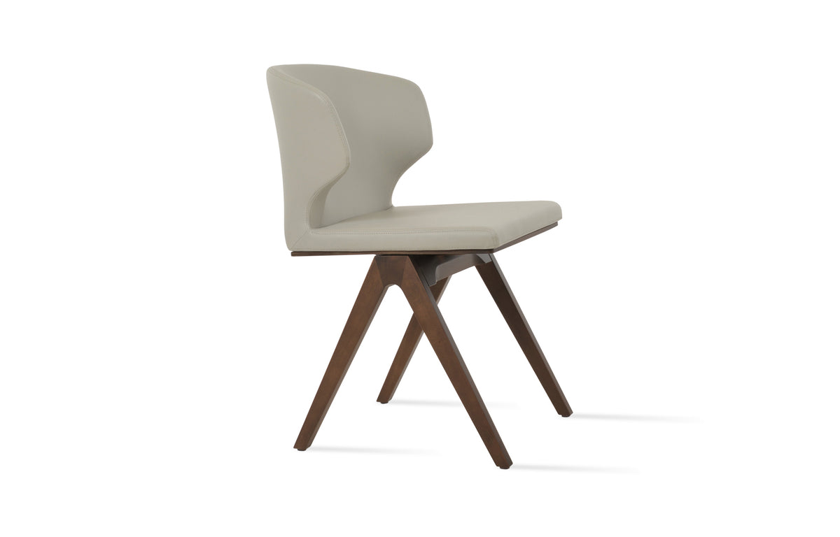 Amed Fino Wood Chair by SohoConcept - Original American Walnut, Light Grey Leatherette.