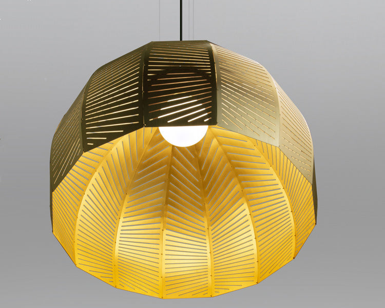 Amicus 21" Pendant by Cerno, showing bottom view of amicus 21" pendant in brushed brass shade.