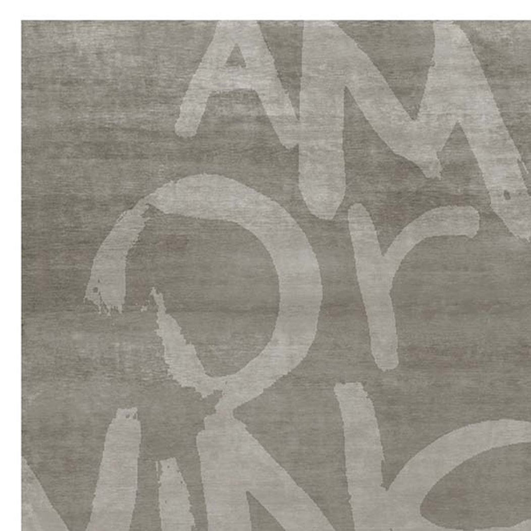 Amor Vincit Omnia AA126 Rug by Second Studio, showing closeup view of amor vincit omnia AA126 rug by second studio in greige.