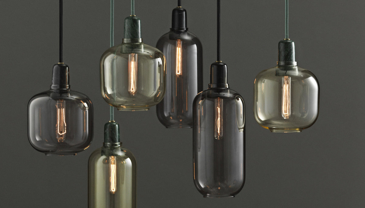 Amp Canopy by Normann Copenhagen, showing amp pendants for amp canopy in live shot.