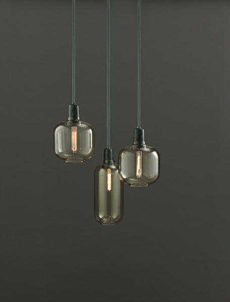 Amp Canopy by Normann Copenhagen, showing amp pendants for amp canopy in live shot.