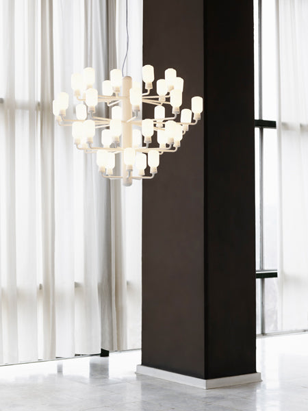 Amp US Chandelier by Normann Copenhagen, showing amp us chandelier in live shot.