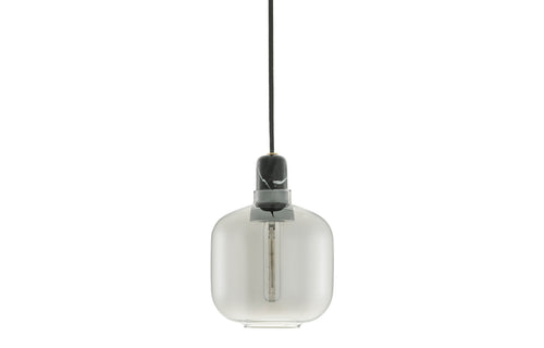 Amp US Pendant Lamp by Normann Copenhagen - Small, Smoke Glass/Black Marble.