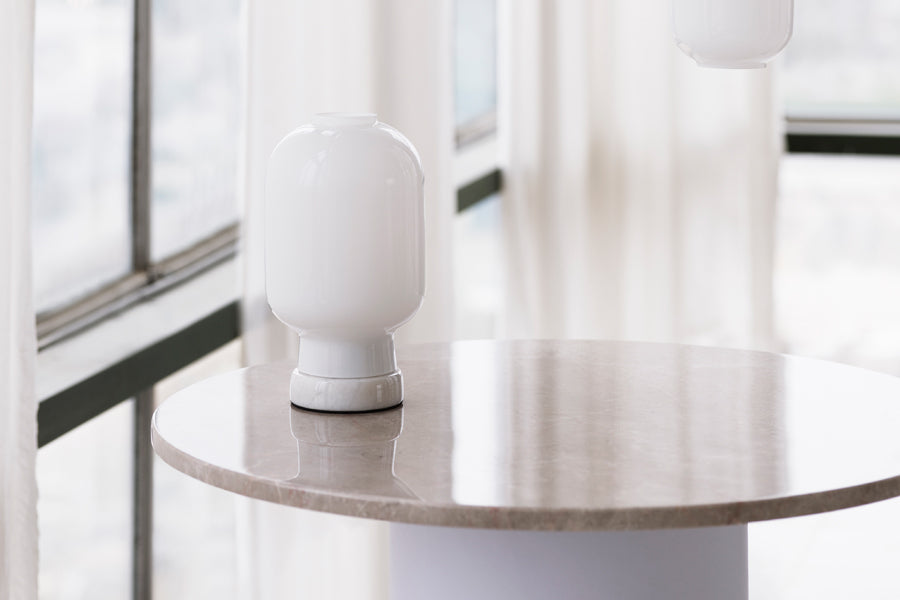 Amp US Table Lamp by Normann Copenhagen, showing amp us table lamp in live shot.