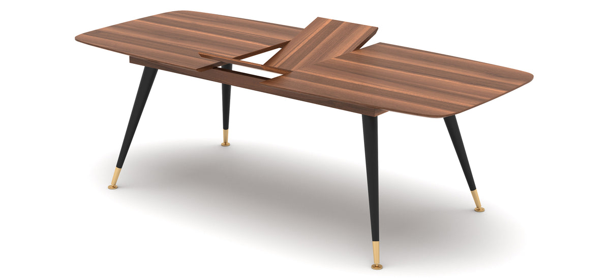 Ana Extendable Dining Table by SohoConcept, showing angle view of extendable dining table (open view).
