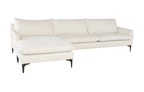 Anders Sectional Sofa by Nuevo - Matte Black Legs, Coconut Fabric Seat.