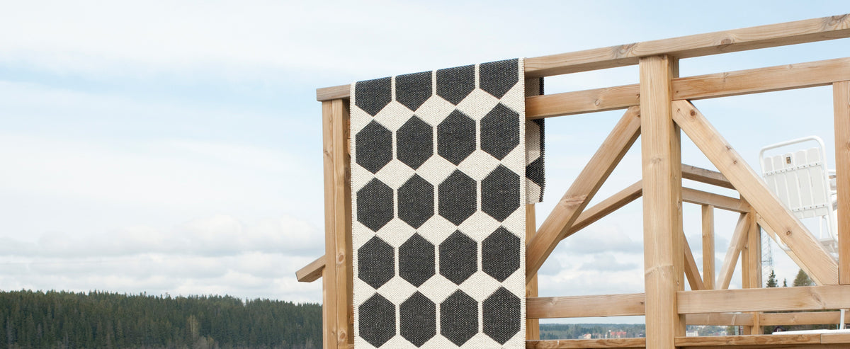Anna Woven Plastic Rug by Brita, showing anna woven plastic rug in live shot.