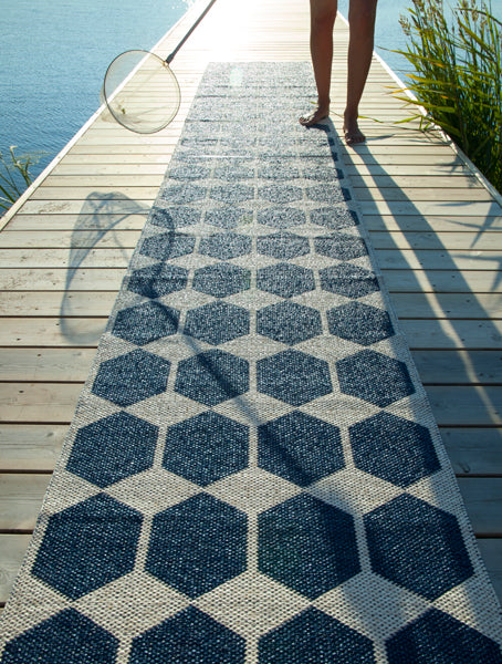 Anna Woven Plastic Rug by Brita, showing anna woven plastic rug in live shot.
