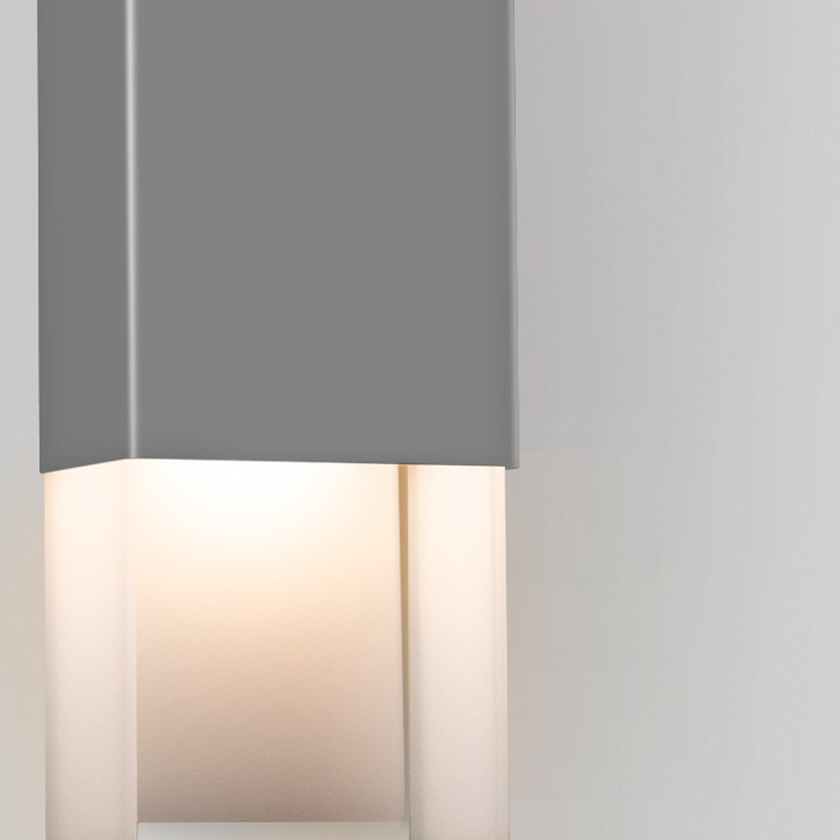Ansa Outdoor LED Sconce by Cerno, showing detail view of ansa outdoor led sconce in matte grey powdercoat.