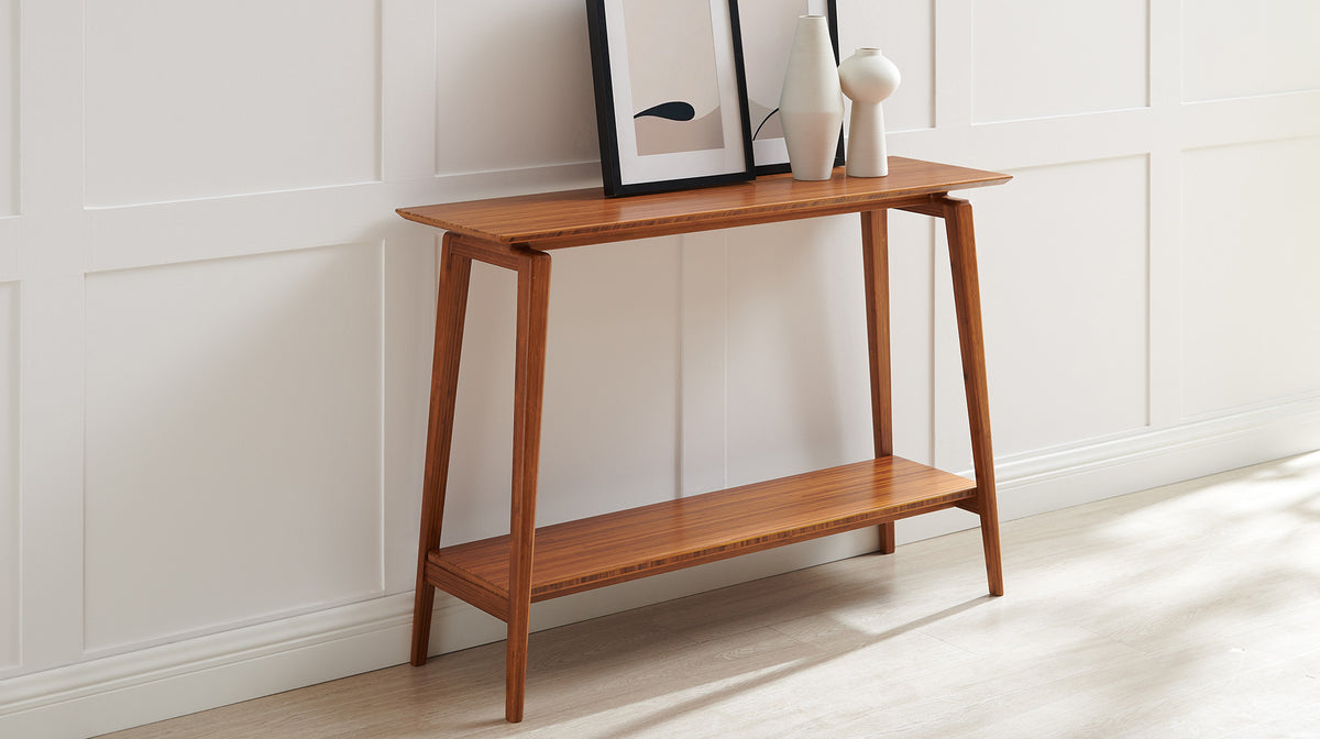 Antares Console Table by Greenington, showing antares console table in live shot.