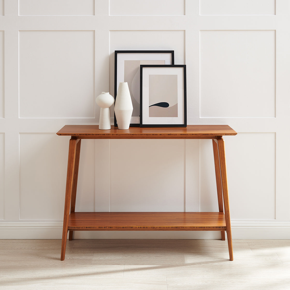 Antares Console Table by Greenington, showing antares console table in live shot.