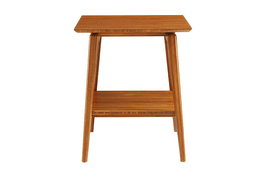 Antares End Table by Greenington, showing front view of antares end table in amber bamboo.