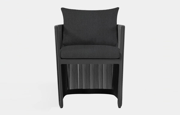 Antigua Outdoor Dining Chair by Harbour Outdoor - Asteroid Aluminum/Grafito Panama Fabric.