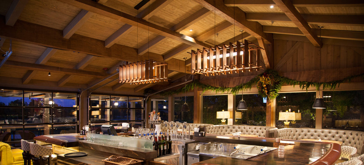 Arca LED Linear Pendant by Cerno, showing arca led linear pendants in live shot.