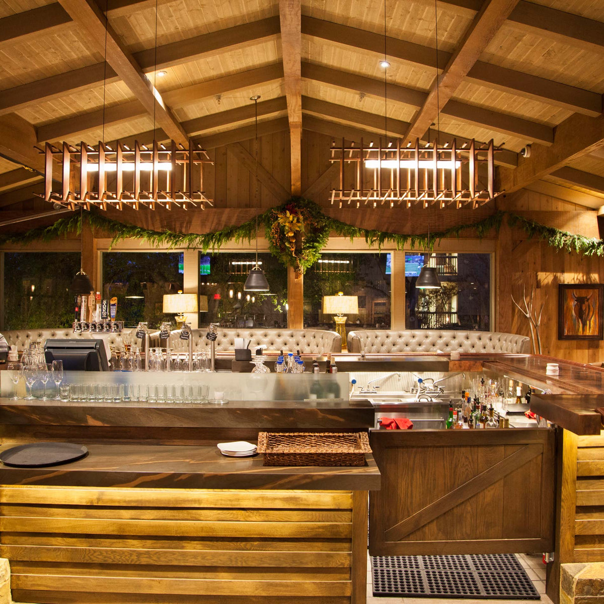 Arca LED Linear Pendant by Cerno, showing arca led linear pendants in live shot.