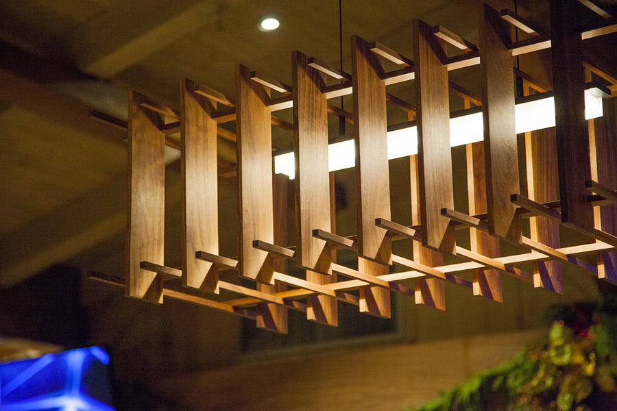 Arca LED Linear Pendant by Cerno, showing arca led linear pendant in live shot.