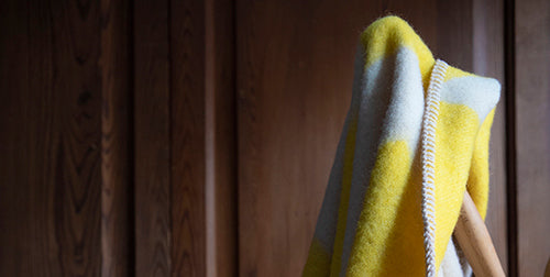 Arctic Woolen Blanket by Brita, showing closeup view of arctic woolen blanket in live shot.