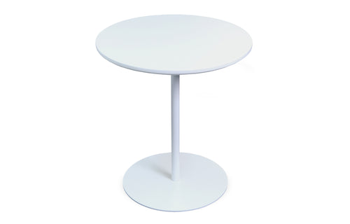 Ares End Table by SohoConcept - White Brushe Stainless Steel, White Lacquer Wood.
