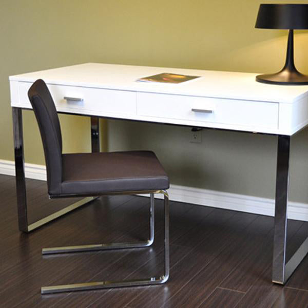 Aria Flat Chair by SohoConcept, showing angle view of flat chair with table in live shot.