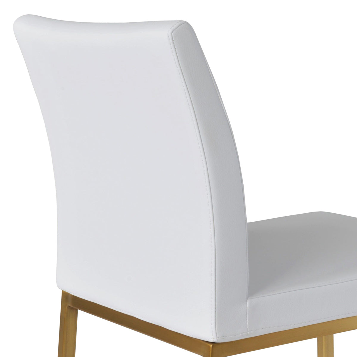 Aria Metal Adjuster Cap Chair by SohoConcept, showing closeup view of aria metal adjuster cap chair in brass/white leatherette.