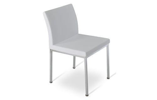 Aria Metal Adjuster Cap Chair by SohoConcept - Chrome, White Leatherette.