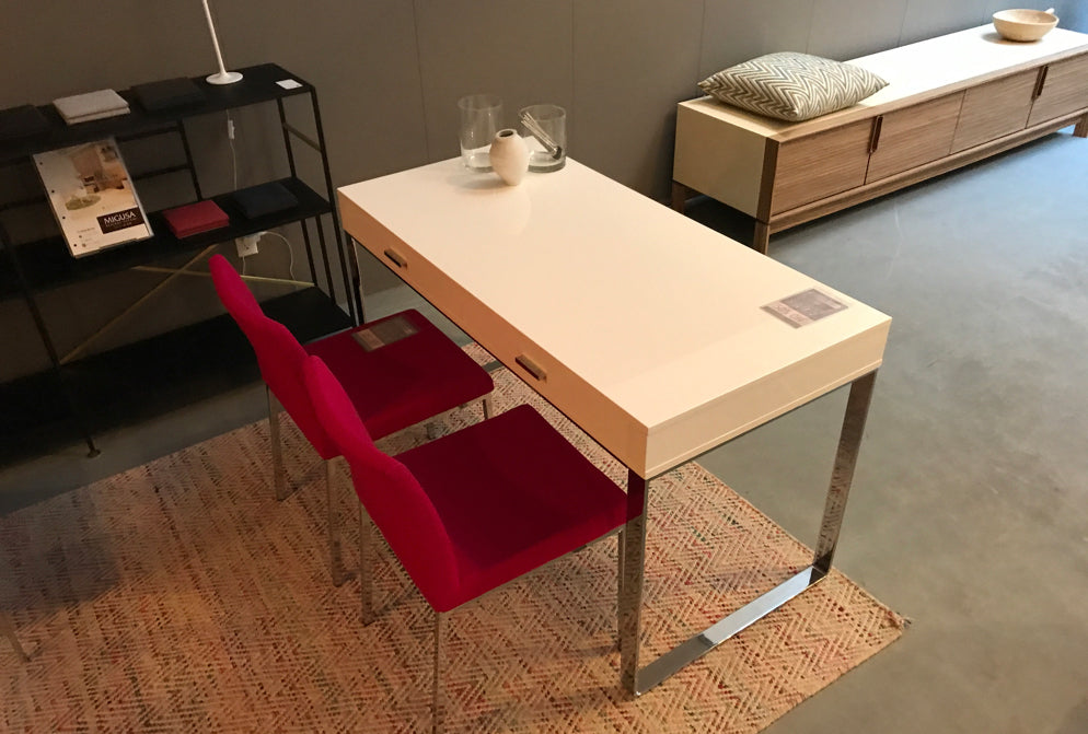 Aria Metal Dining Chair by SohoConcept, showning metal dining chairs in live shot.