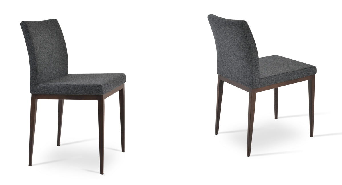 Aria MW Dining Chair by SohoConcept, showing two mw dining chairs in camira blazer dark grey wool.
