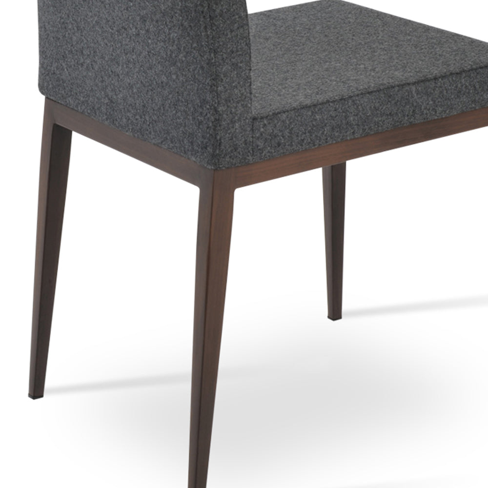 Aria MW Dining Chair by SohoConcept, showing closeup view of mw dining chair in camira blazer dark grey wool.