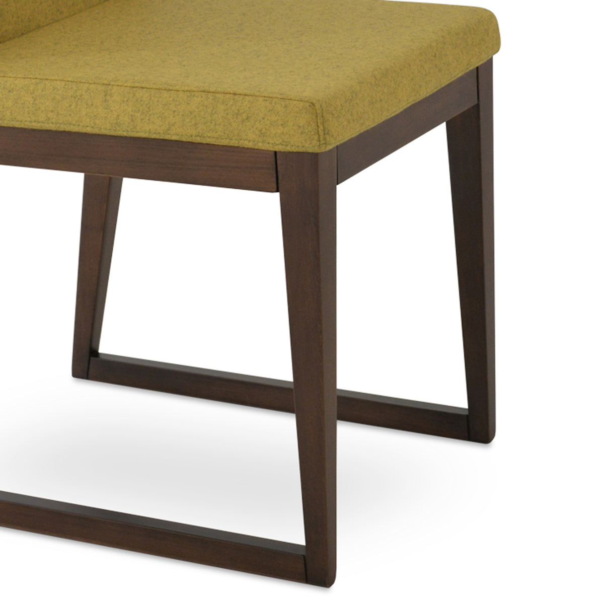 Aria Sled Wood Dining Chair by SohoConcept, showing closeup view of sled wood chair.