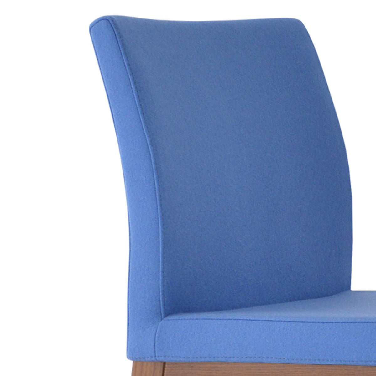 Aria Wood Stool-Fabric by SohoConcept, showing closeup view of aria wood stool-fabric in camira blazer sky blue wool.