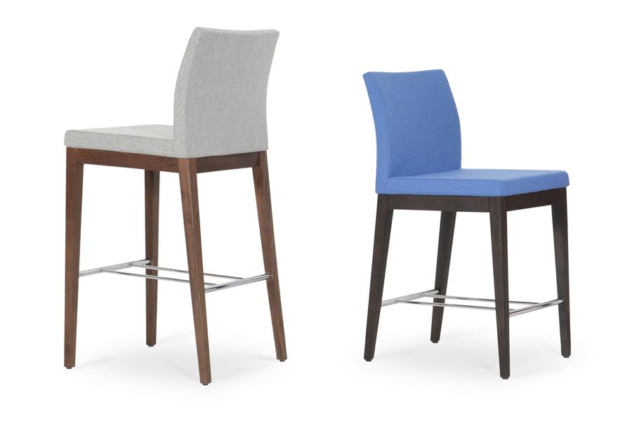 Aria Wood Stool-Fabric by SohoConcept, showing two aria wood stools-fabric.