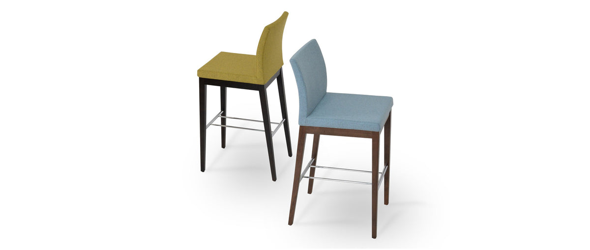 Aria Wood Stool-Fabric by SohoConcept, showing two aria wood stools-fabric.