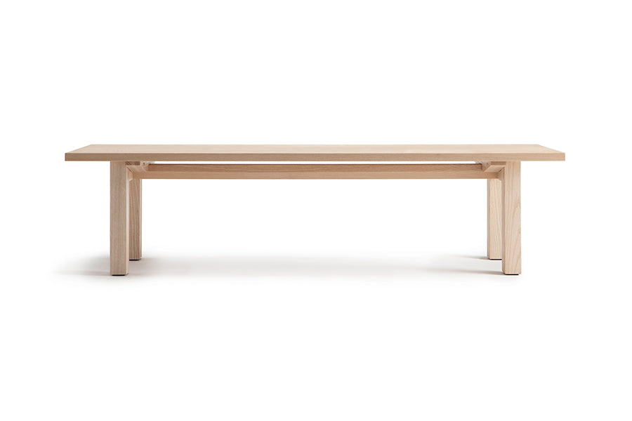 Arkipelago KVI10 Indoor/Outdoor Bench by Nikari, showing front veiw of arkipelago kvi10 indoor/outdoor bench in ash wood.