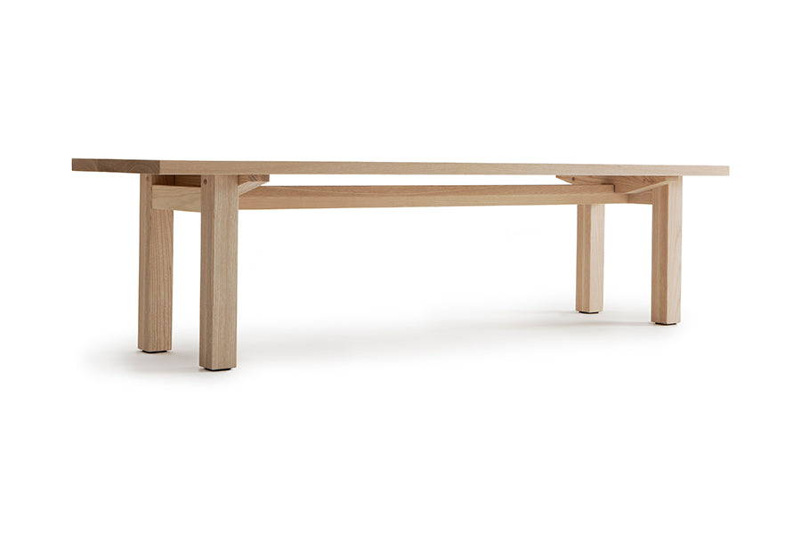 Arkipelago KVI10 Indoor/Outdoor Bench by Nikari, showing bottom veiw of arkipelago kvi10 indoor/outdoor bench in ash wood.